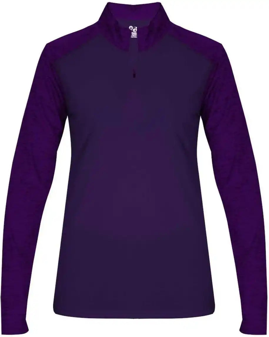 Badger Sport 4179 Tonal Blend Ladies 1/4 Zip - Purple - m