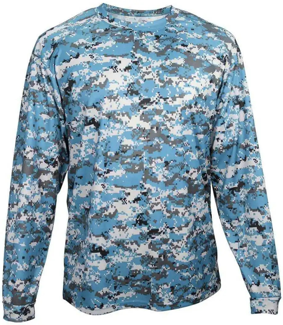Badger Sport 4184 Adult Digital Long Sleeve Tee - Columbia Blue