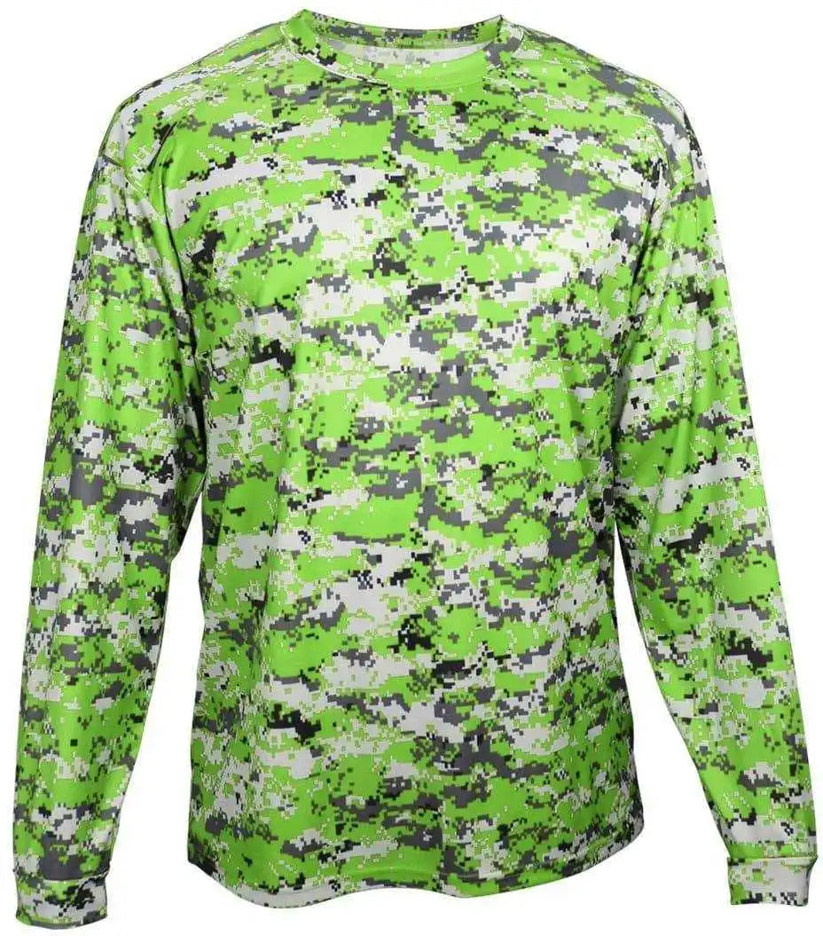 Badger Sport 4184 Adult Digital Long Sleeve Tee - Lime