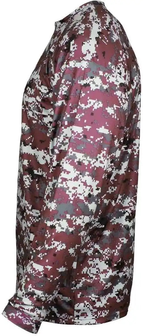 Badger Sport 4184 Adult Digital Long Sleeve Tee - Maroon