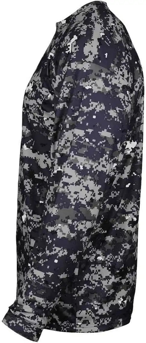 Badger Sport 4184 Adult Digital Long Sleeve Tee - Navy