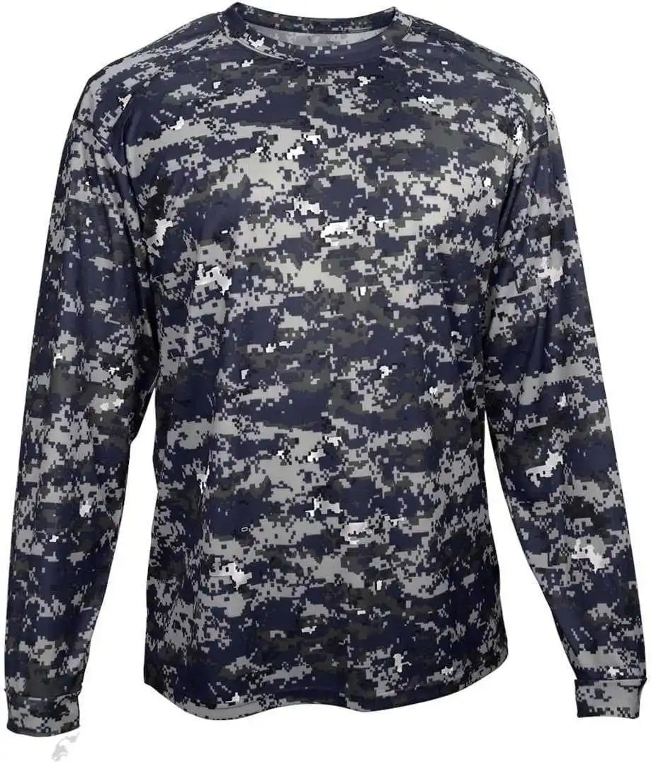 Badger Sport 4184 Adult Digital Long Sleeve Tee - Navy