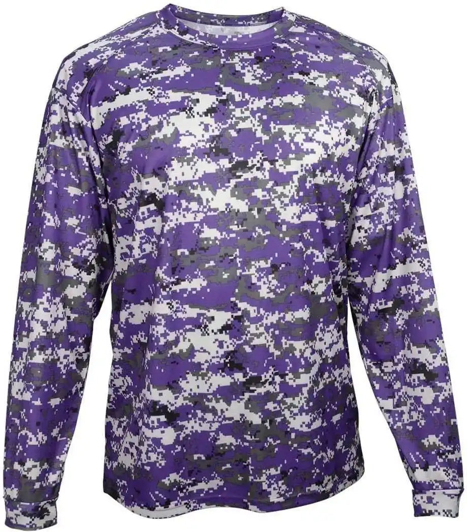 Badger Sport 4184 Adult Digital Long Sleeve Tee - Purple
