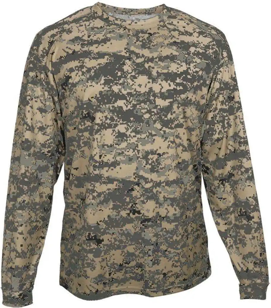 Badger Sport 4184 Adult Digital Long Sleeve Tee - Sand