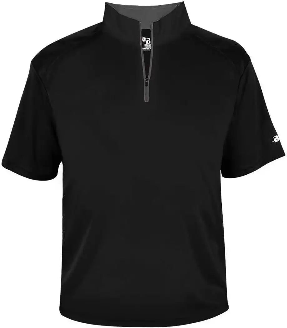 Badger Sport 4199 B-core Short Sleeve 1/4 Zip - Black Graphite