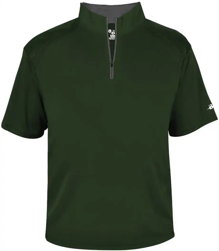 Badger Sport 4199 B-core Short Sleeve 1/4 Zip - Forest Graphite