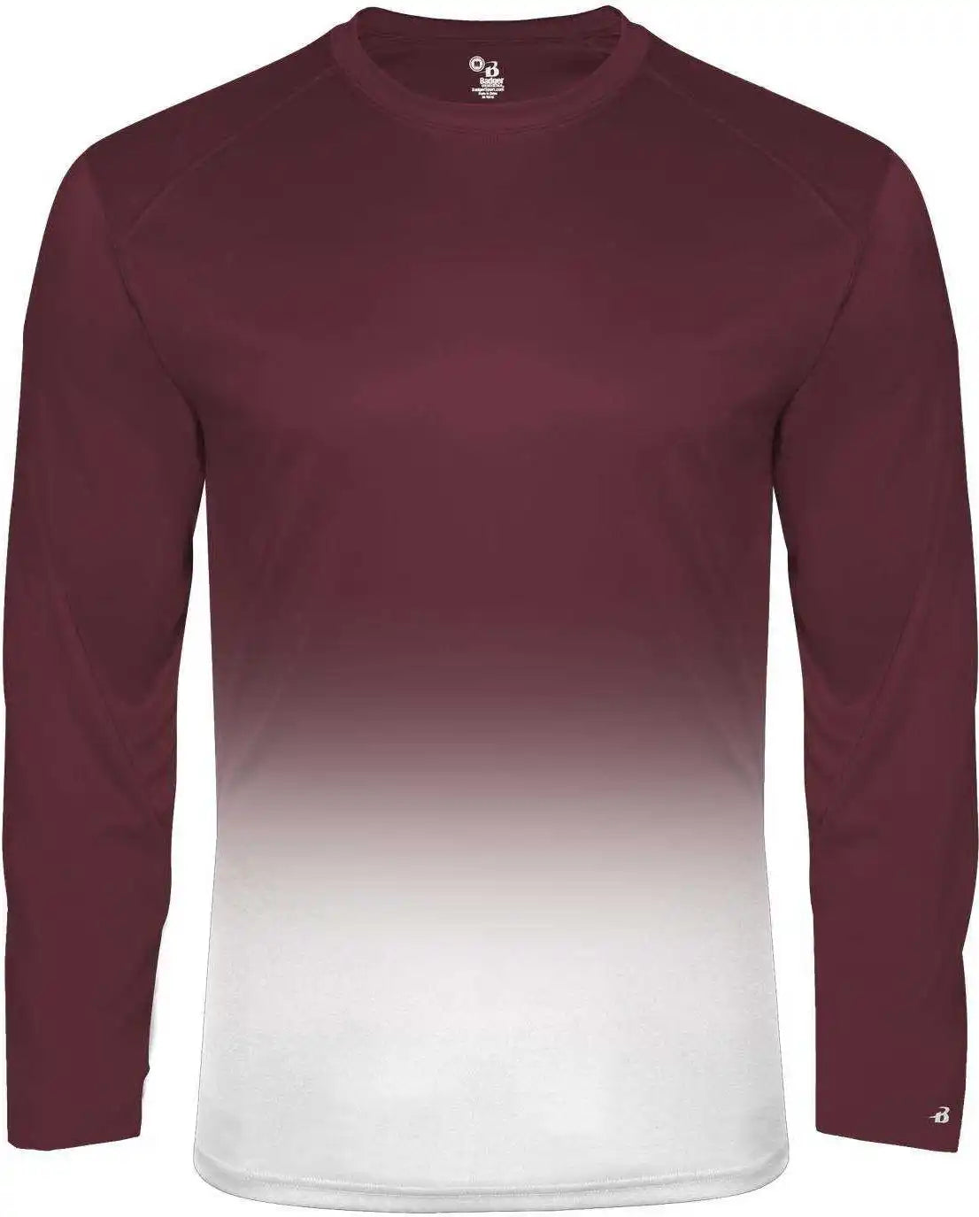 Badger Sport 4204 Ombre Long Sleeve Tee - Maroon White