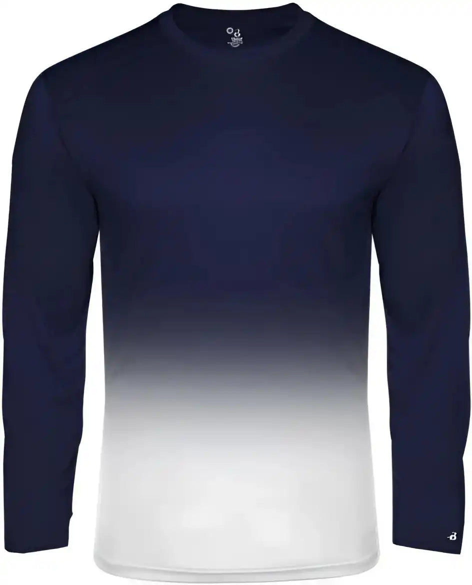 Badger Sport 4204 Ombre Long Sleeve Tee - Navy White
