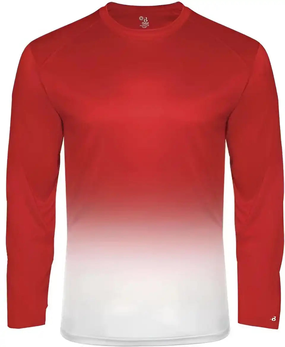 Badger Sport 4204 Ombre Long Sleeve Tee - Red White