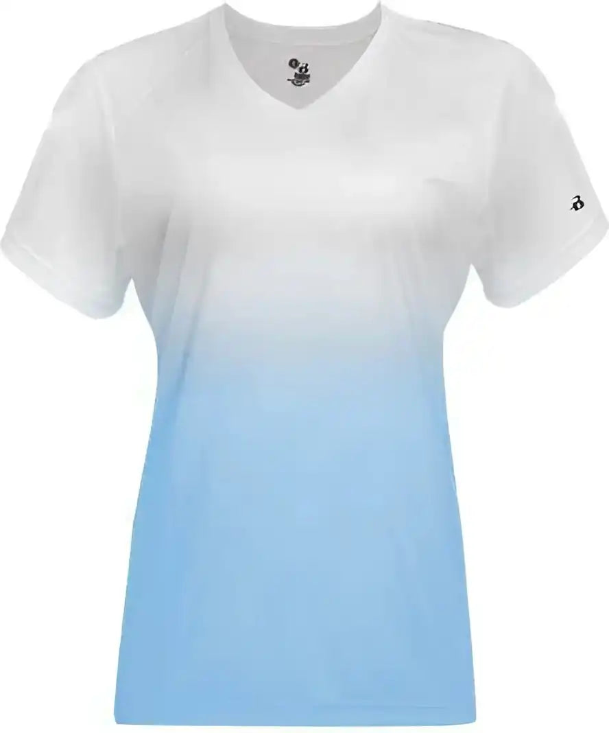 Badger Sport 4207 Ombre Women’s Tee - White Columbia Blue