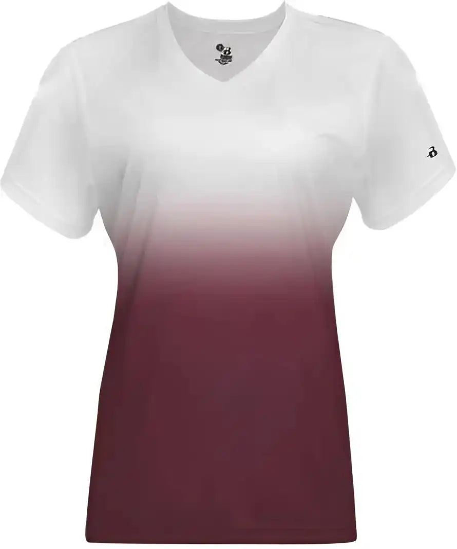 Badger Sport 4207 Ombre Women’s Tee - White Maroon
