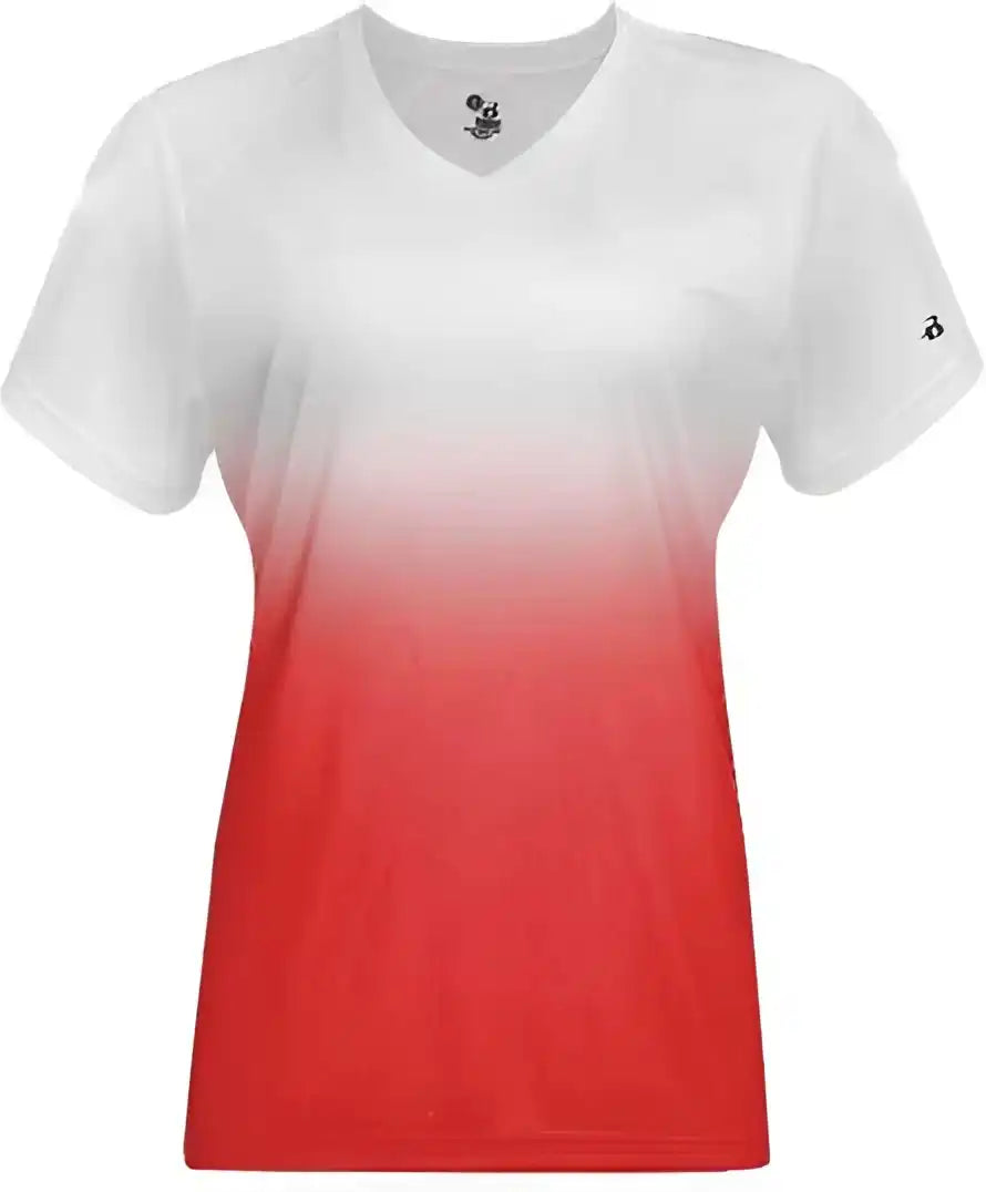 Badger Sport 4207 Ombre Women’s Tee - White Red