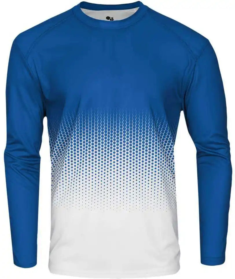 Badger Sport 4224 Hex Long Sleeve Tee - Royal