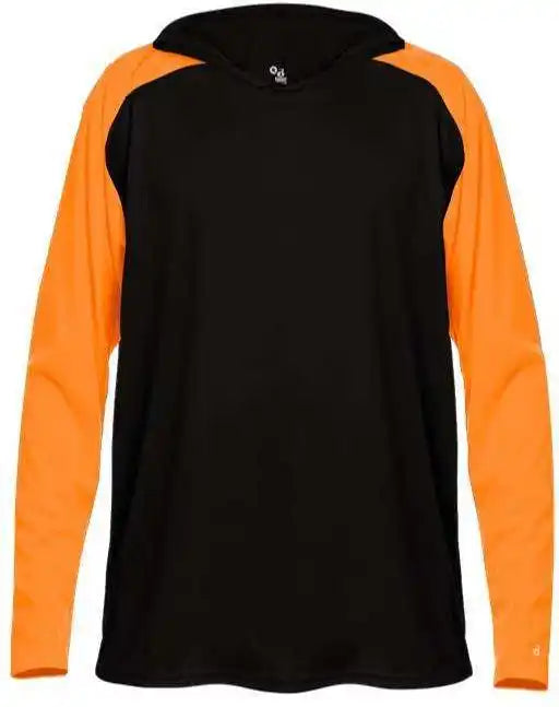Badger Sport 4235 Breakout Adult Hoodie Tee - Black Safety Orange - s