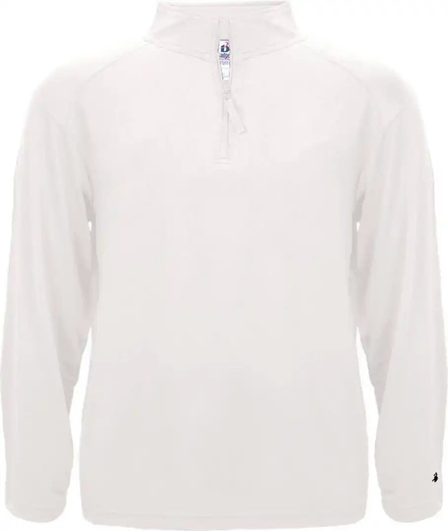 Badger Sport 4280 1/4 Zip Light Weight Pullover - White