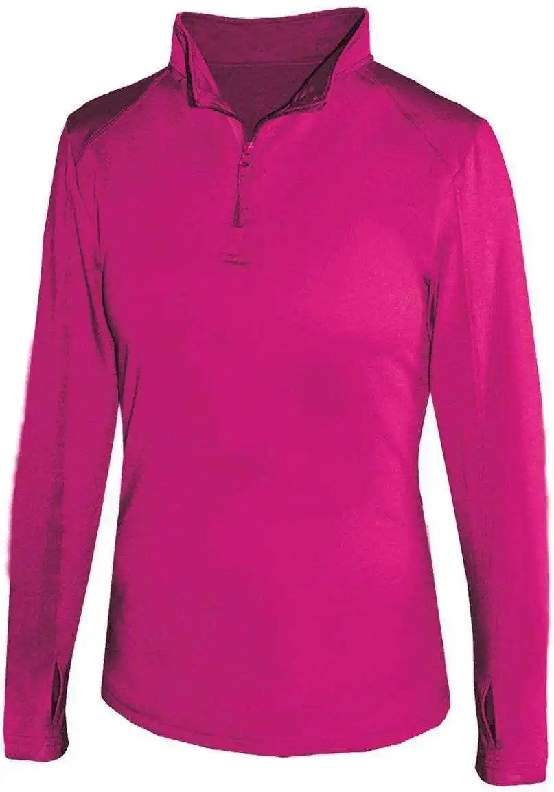 Badger Sport 4286 1/4 Zip Ladies Lightweight Pullover - Hot Pink