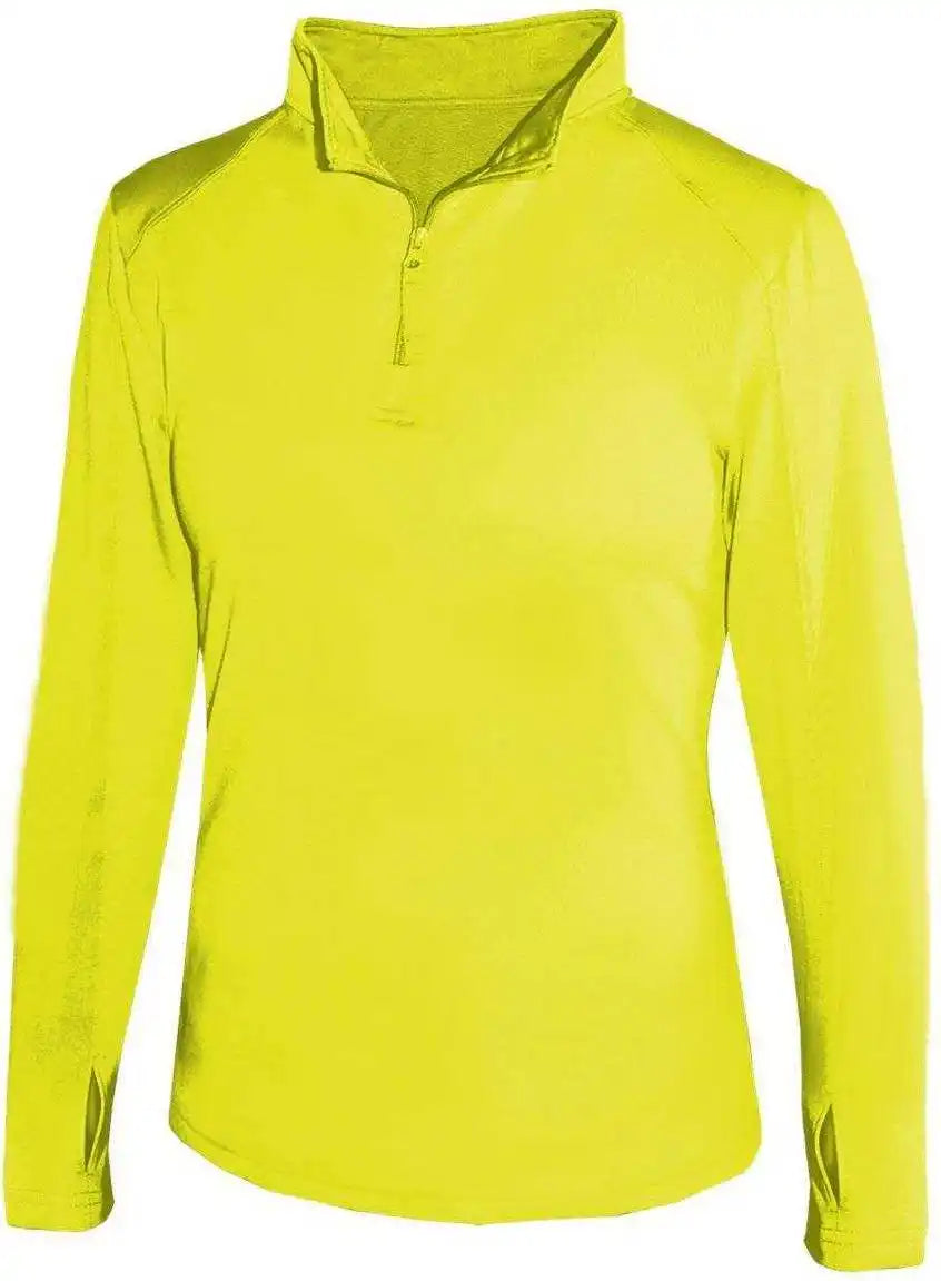 Badger Sport 4286 1/4 Zip Ladies Lightweight Pullover - Safety Yellow Green