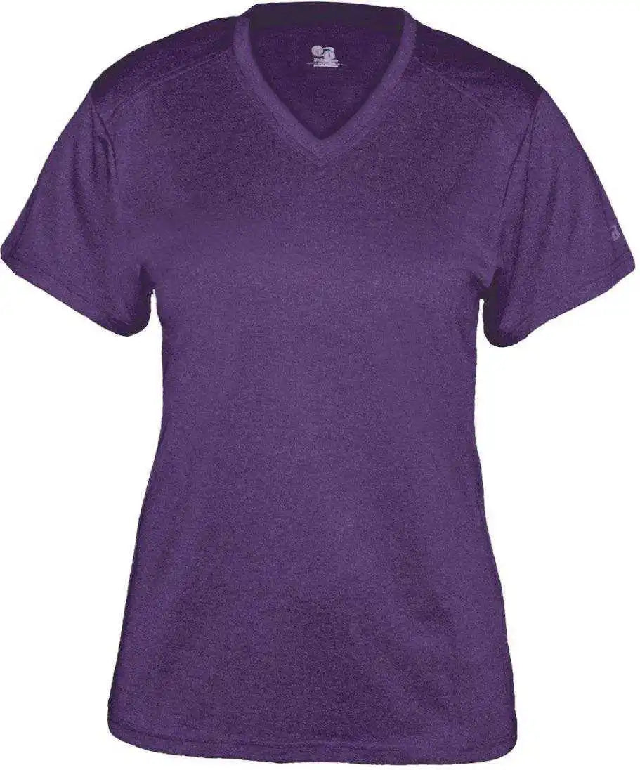Badger Sport 4362 Pro Heather Ladies V-neck Tee - Purple - Xs