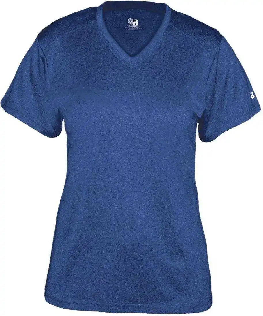 Badger Sport 4362 Pro Heather Ladies V-neck Tee - Royal - s