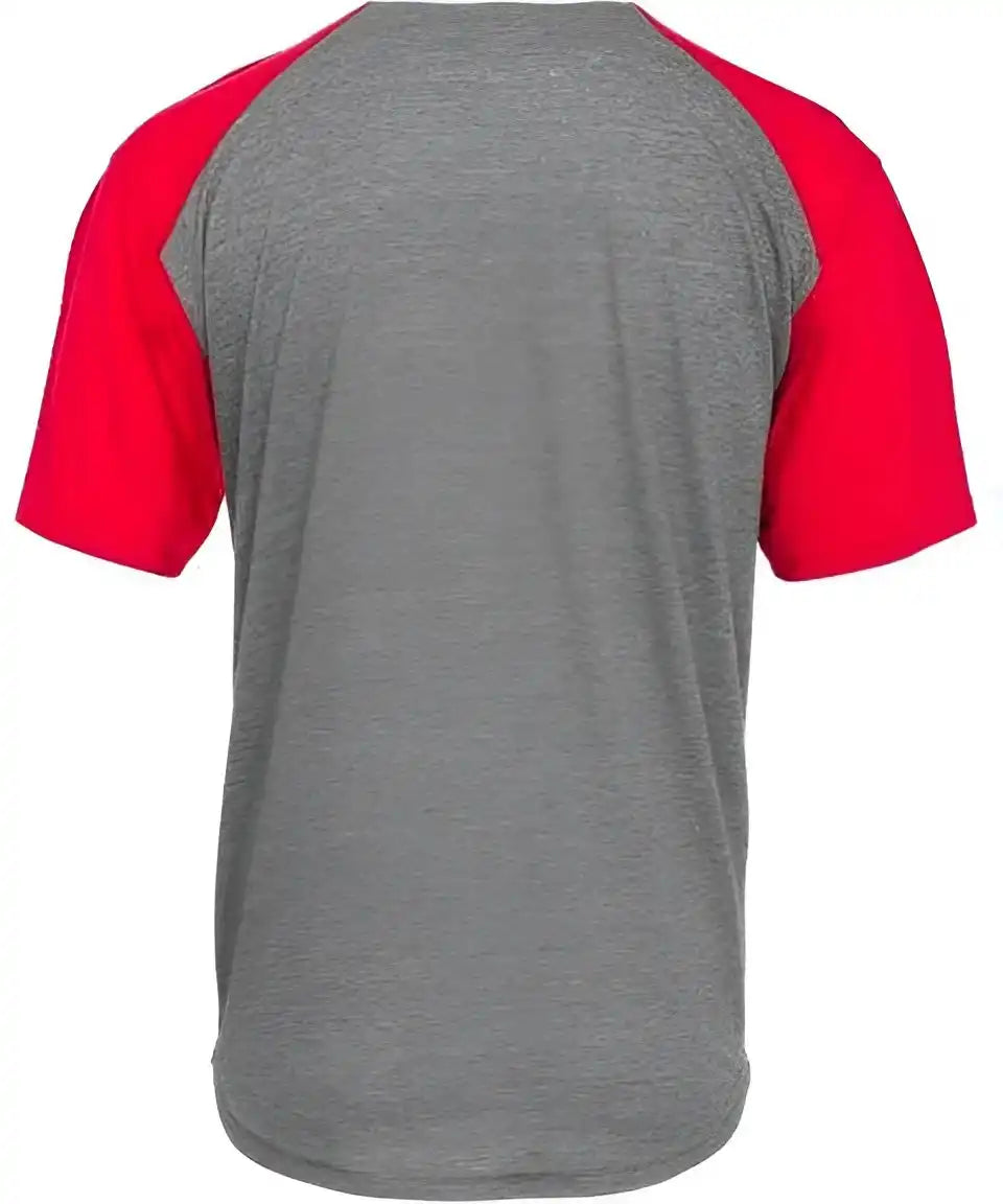 Badger Sport 495000 Tri-blend Full Button Tee - Graphite Heather Red