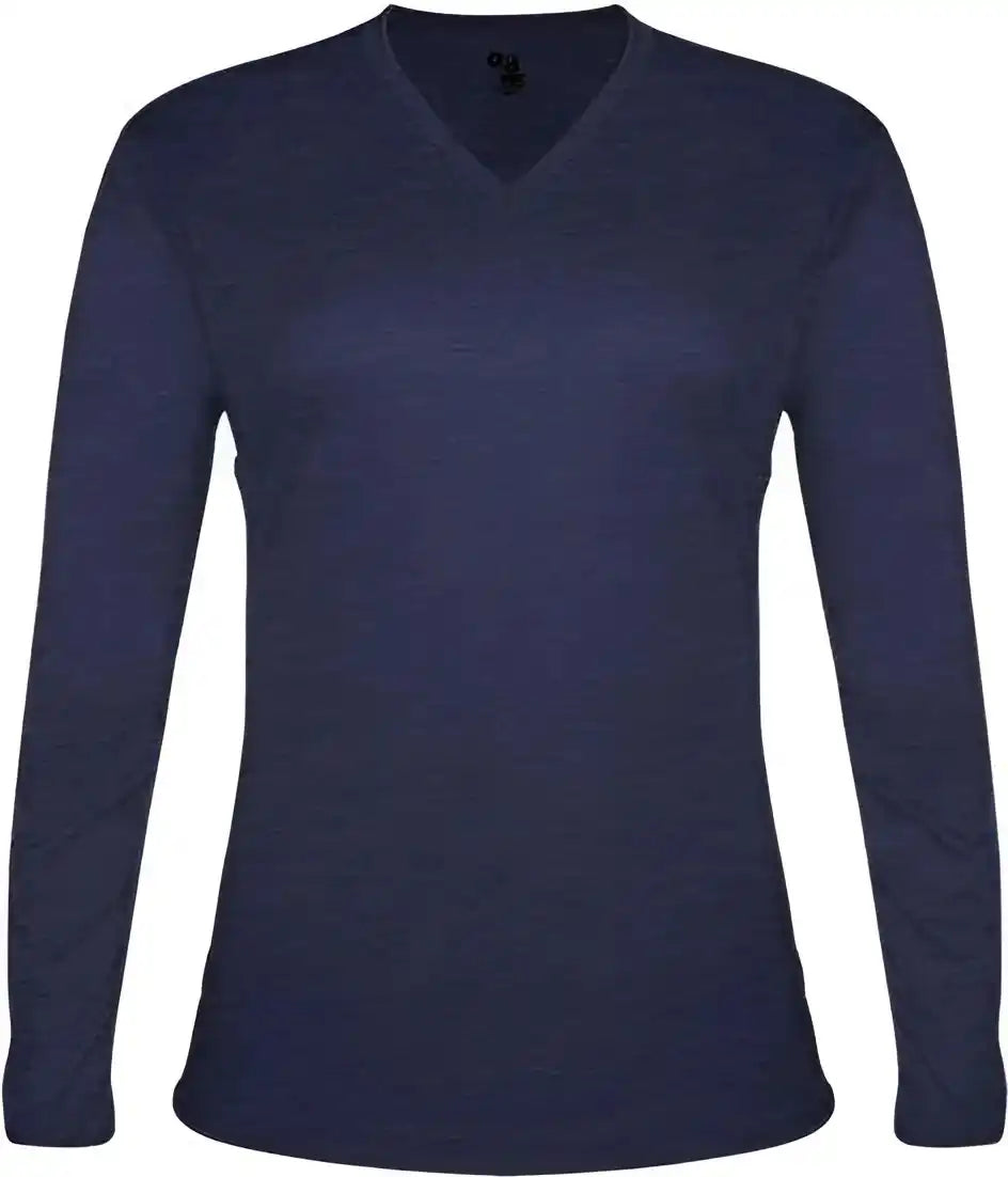 Badger Sport 4964 Tri-blend L/s Ladies Tee - Navy Heather