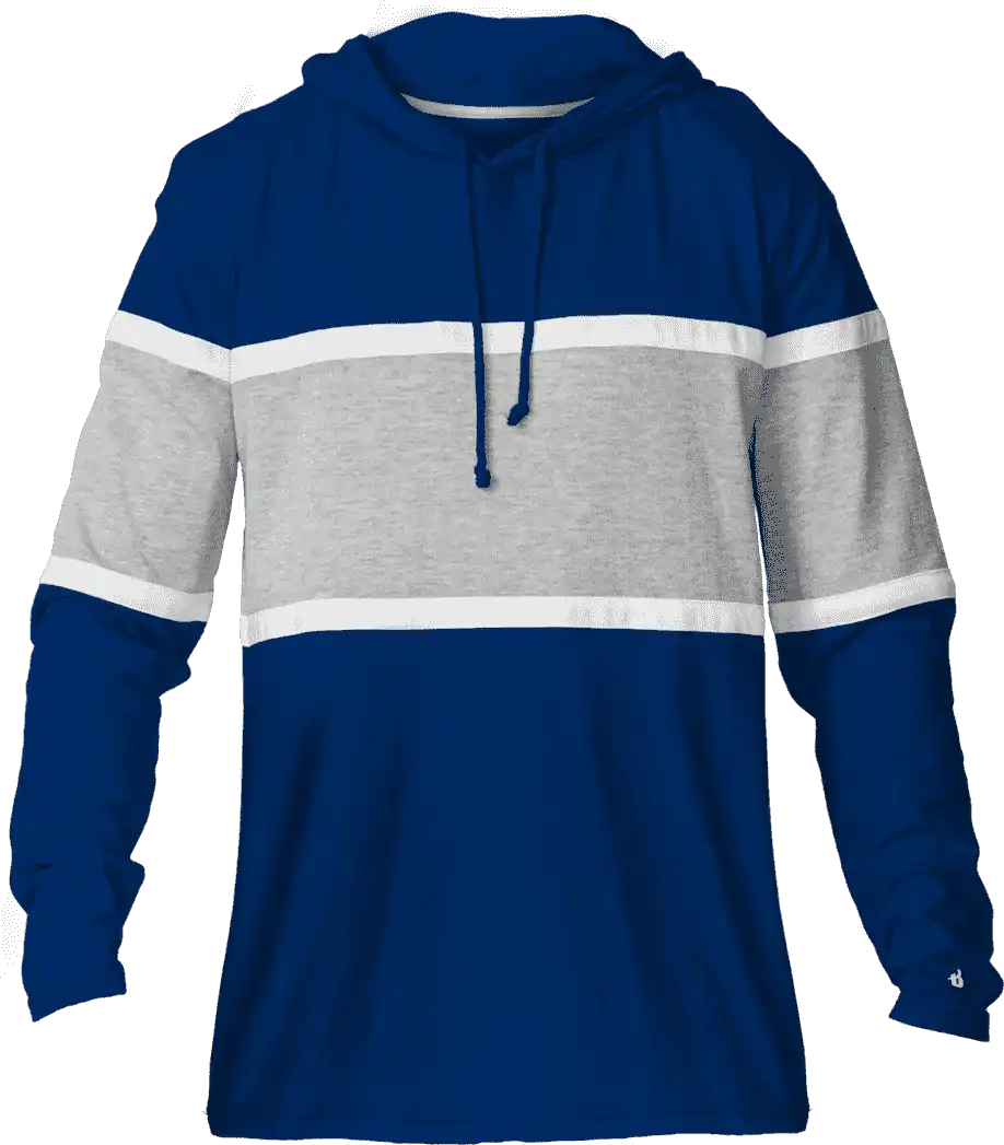 Badger Sport 4981 United Hood Tee - Royal Oxford White