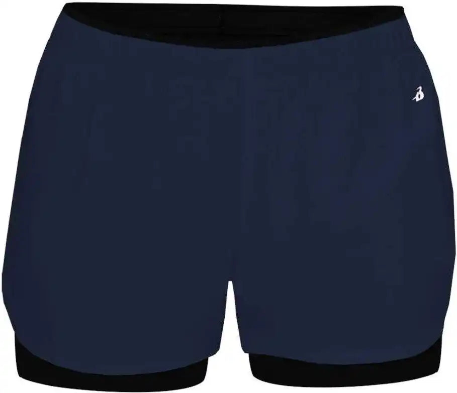 Badger Sport 6150 Double Up Ladies Short - Navy Black