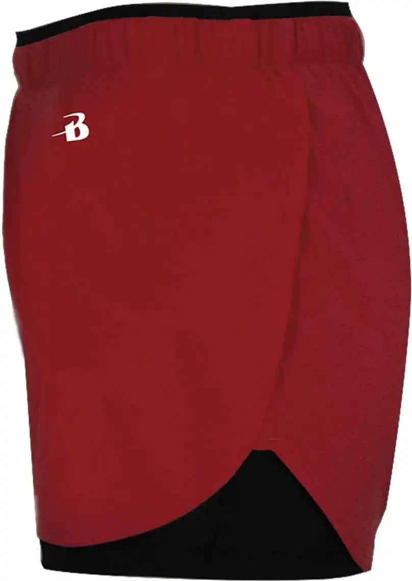 Badger Sport 6150 Double Up Ladies Short - Red Black