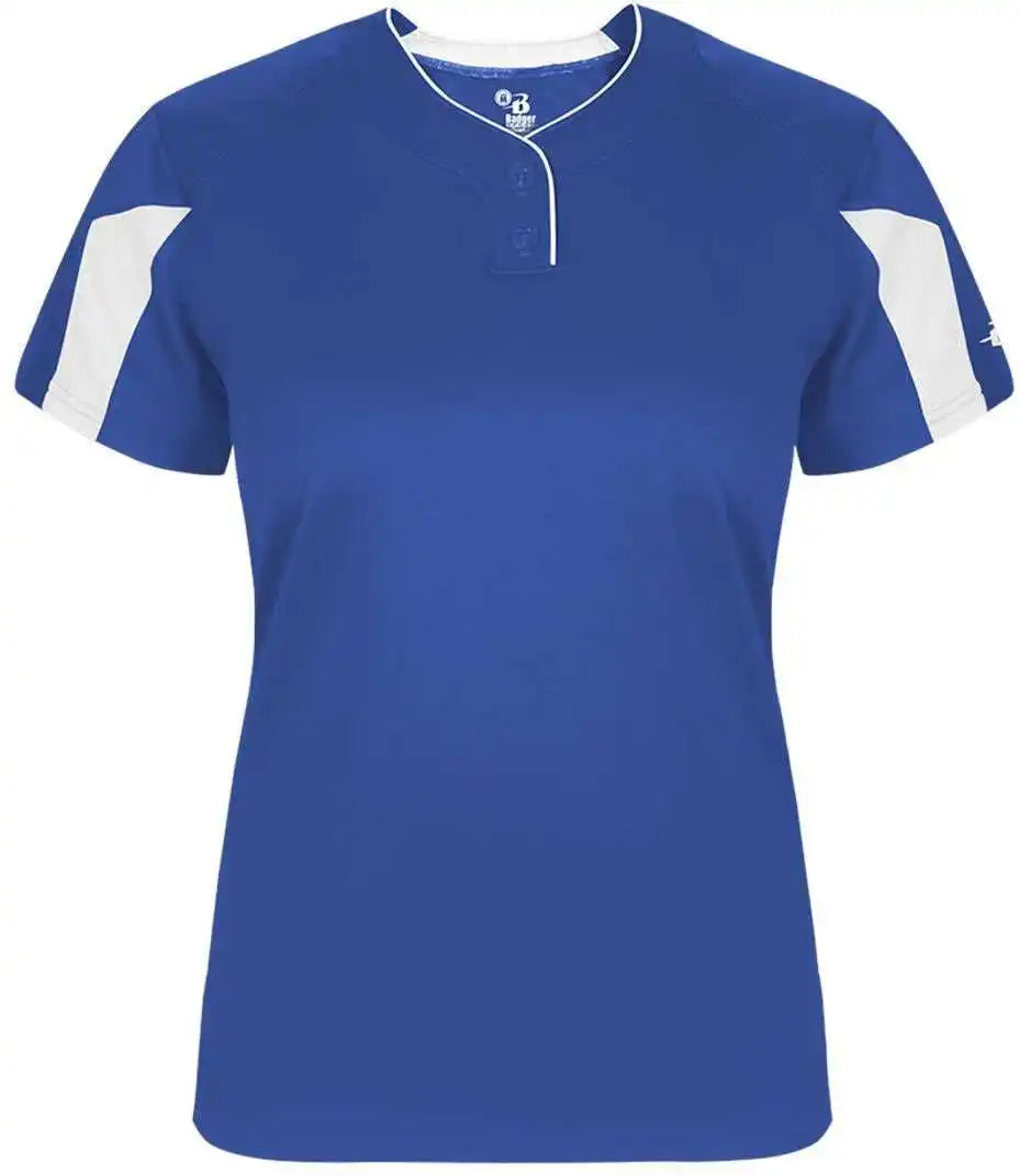 Badger Sport 6176 Striker Ladies Placket - Royal White