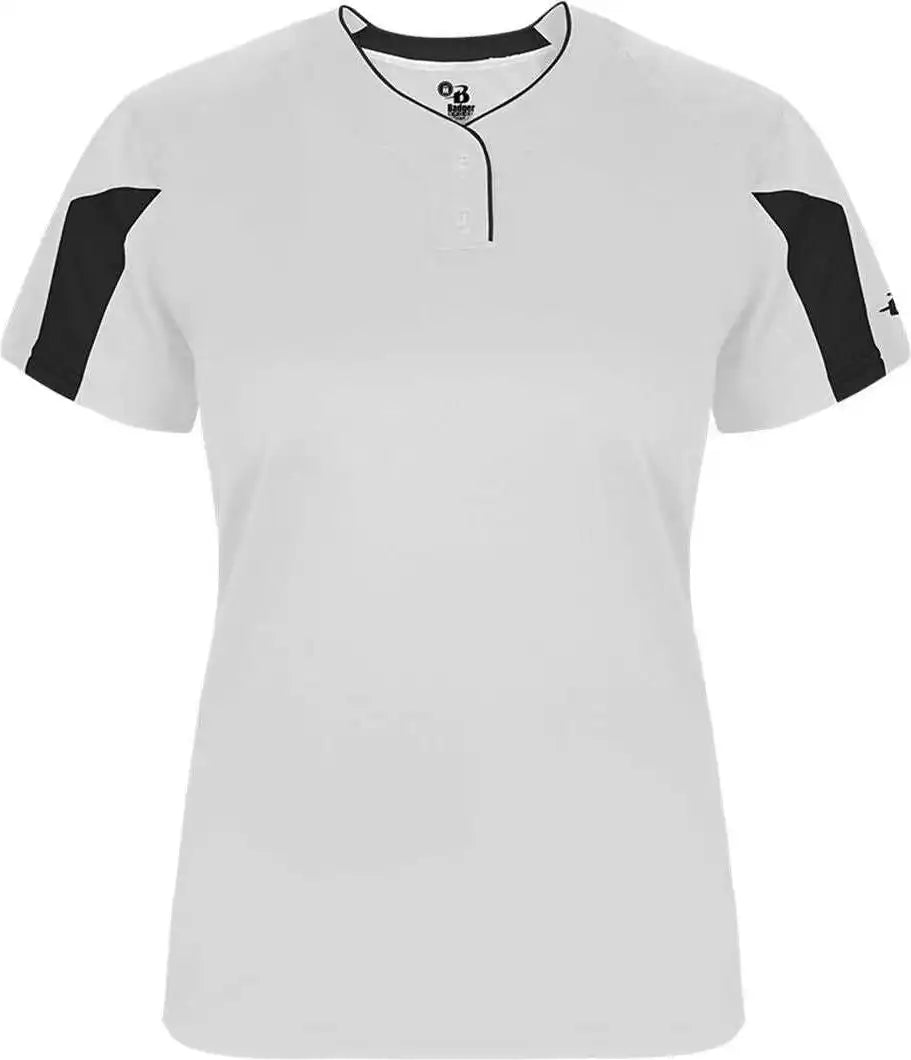 Badger Sport 6176 Striker Ladies Placket - White Black