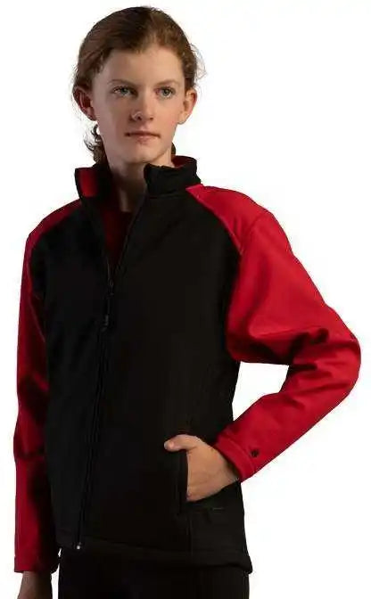 Badger Sport 7650 Soft Shell Jacket - Black Red - Adult m