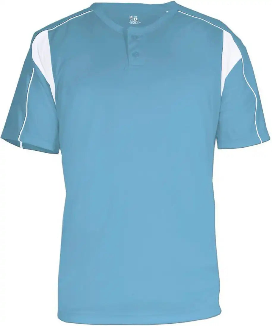 Badger Sport 7937 Adult Pro Placket - Columbia Blue White