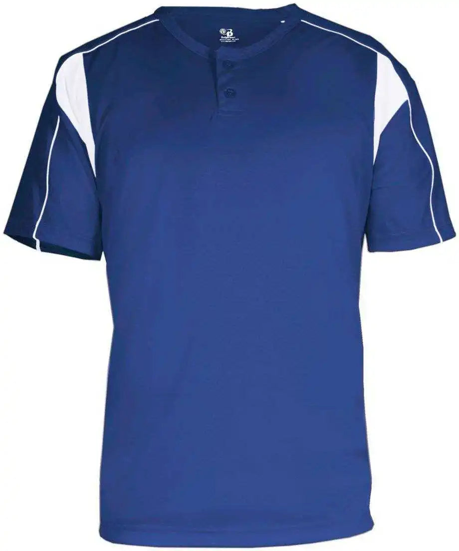 Badger Sport 7937 Adult Pro Placket - Royal White