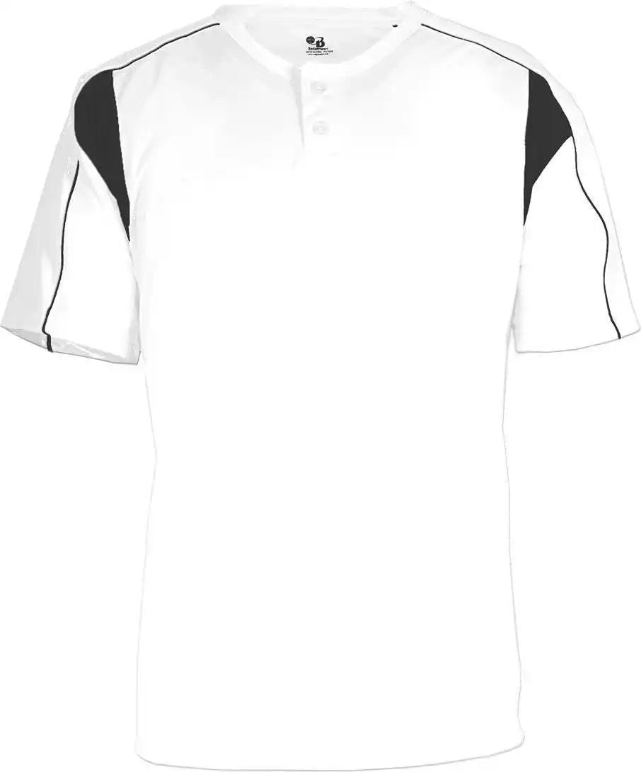 Badger Sport 7937 Adult Pro Placket - White Black