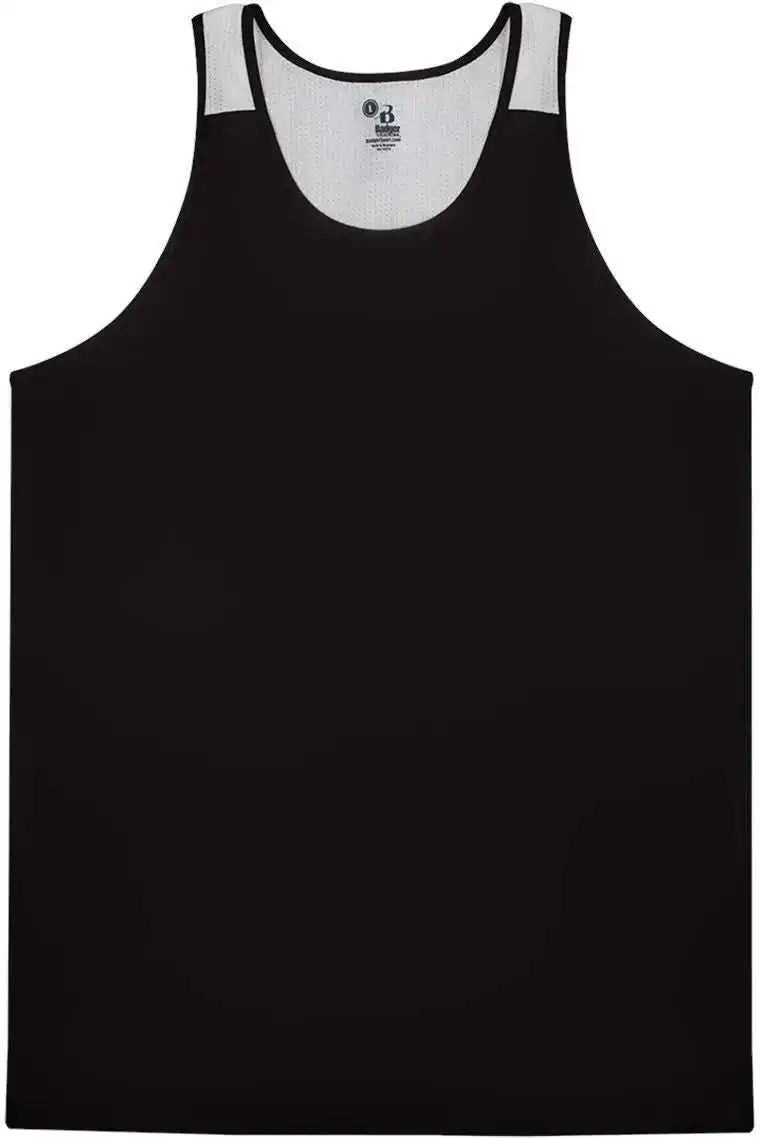 Badger Sport 8668 Ventback Singlet - Black White