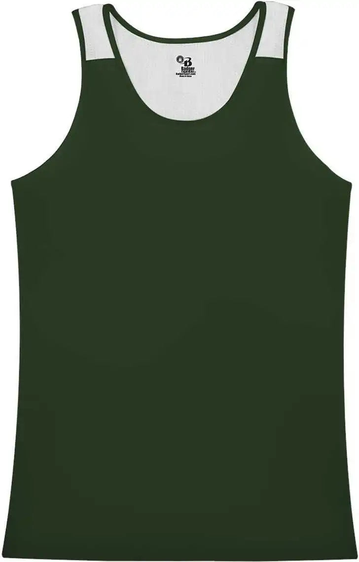 Badger Sport 8968 Ventback Ladies Singlet - Forest White