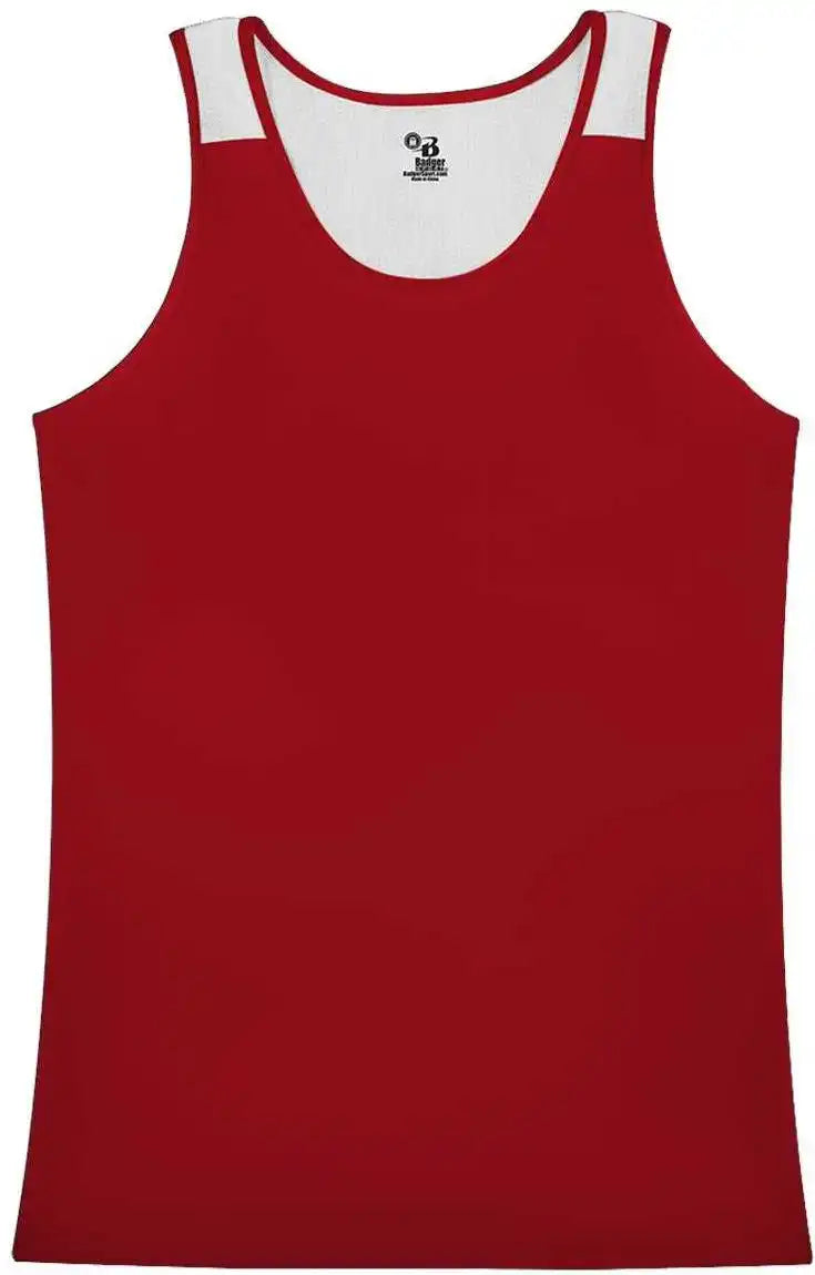 Badger Sport 8968 Ventback Ladies Singlet - Red White