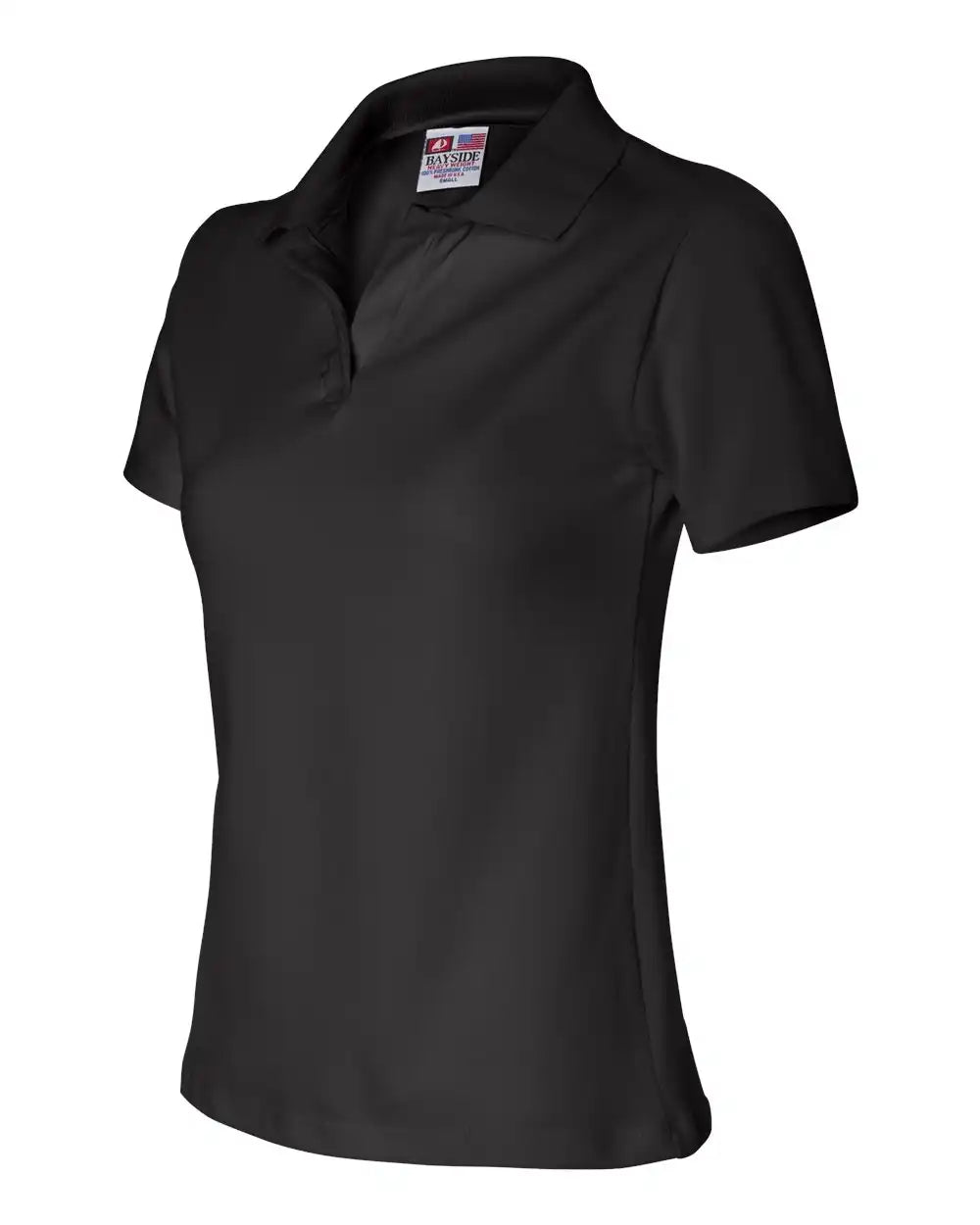 Bayside 1050b Women’s Usa-made V-neck Polo - 1050 - Black - Xs