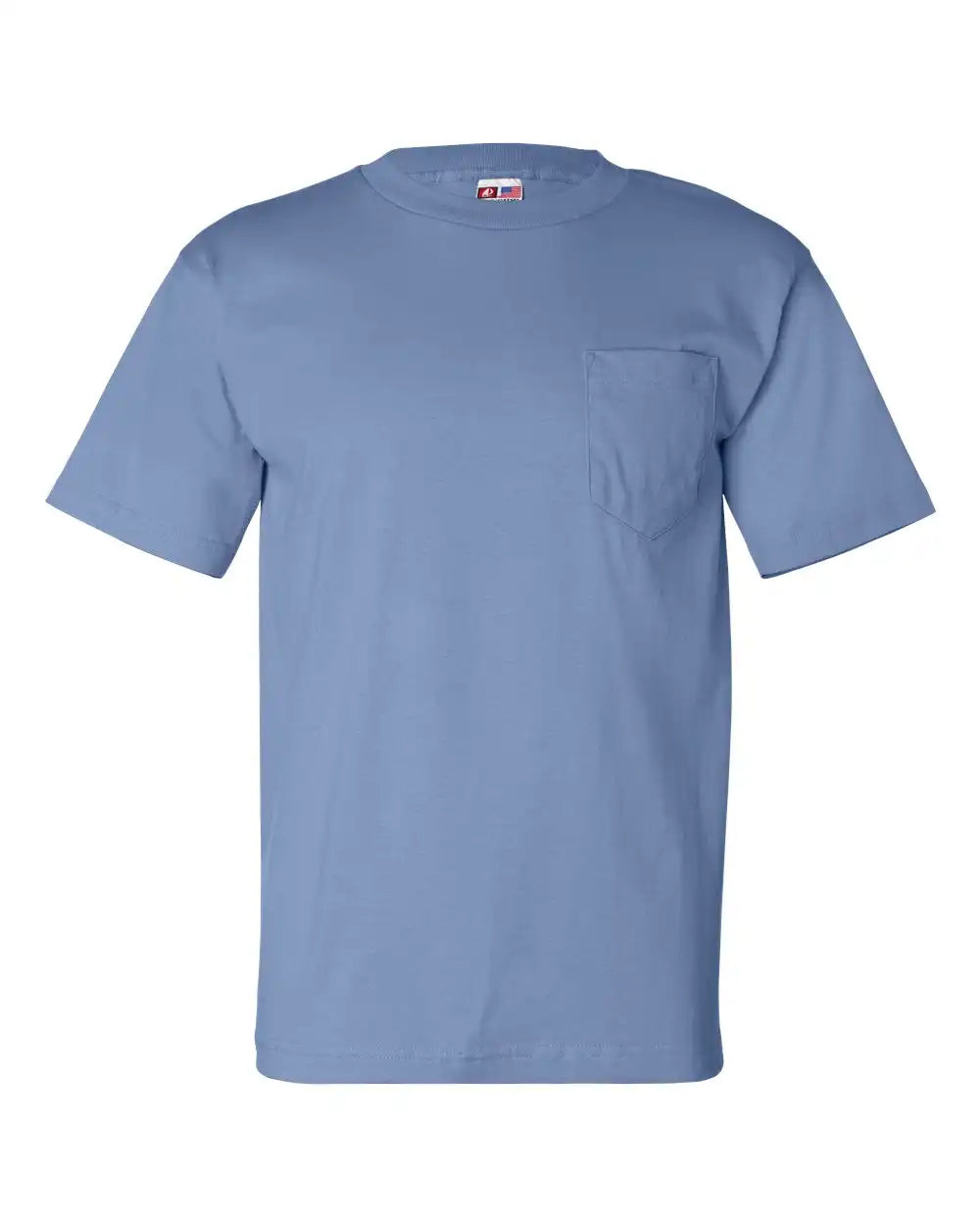 Bayside 7100 Usa-made Pocket T-shirt - Carolina Blue