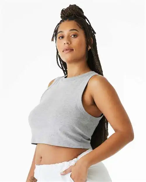 Bella + Canvas 1013c Women’s Micro Rib Muscle Crop Tank - 1013 - Athletic Heather