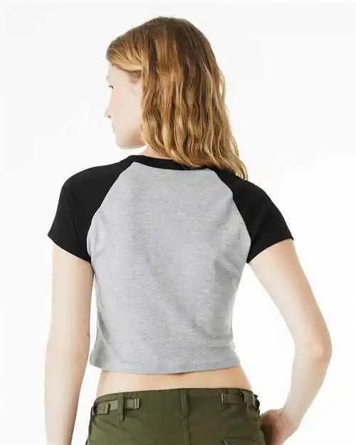 Bella + Canvas 1201 Women’s Micro Rib Raglan Baby Tee - Athletic Heather Black