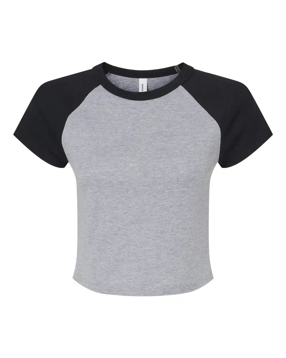 Bella + Canvas 1201 Women’s Micro Rib Raglan Baby Tee - Athletic Heather Black - Heather/ / Xs