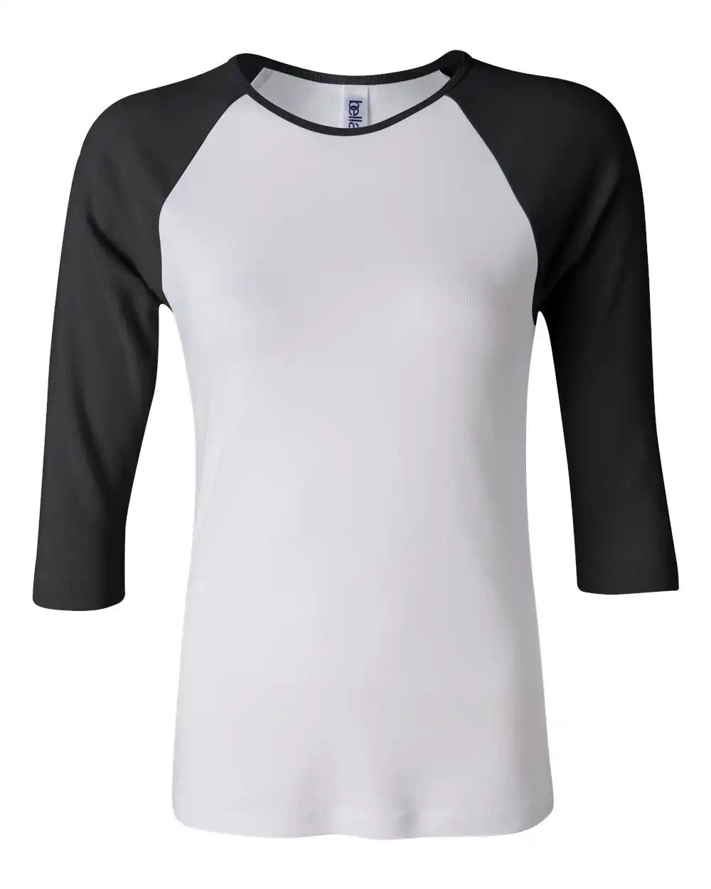 Bella + Canvas 2000b Women’s 1x1 Baby Rib Raglan Three-quarter Sleeve Tee - 2000 - White Black - White/ / s