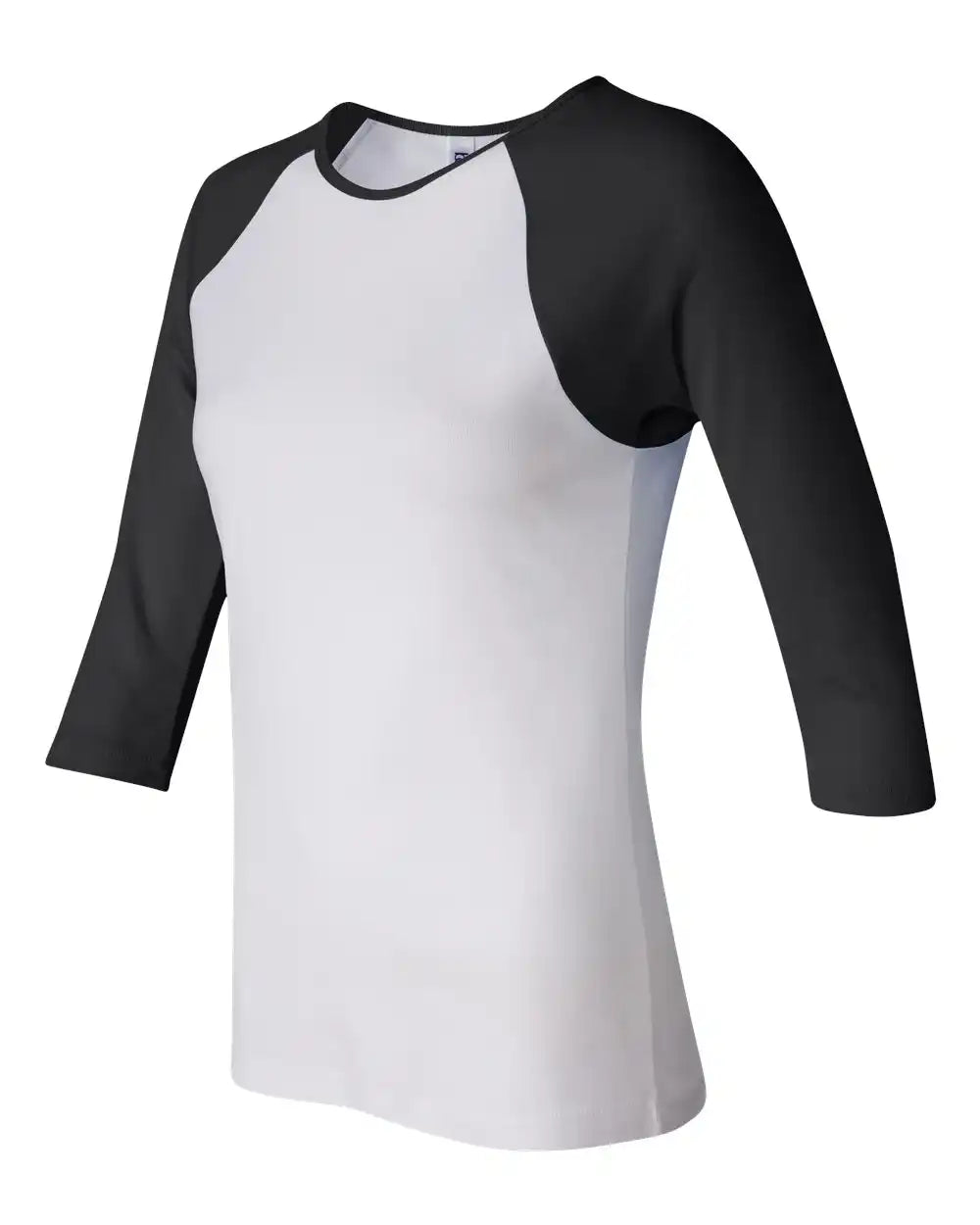 Bella + Canvas 2000b Women’s 1x1 Baby Rib Raglan Three-quarter Sleeve Tee - 2000 - White Black - White/ / s