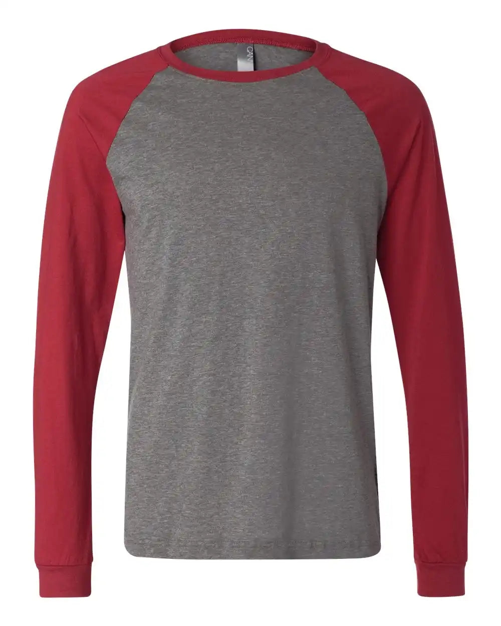 Bella + Canvas 3000 Long Sleeve Jersey Baseball Tee - Deep Heather Cardinal