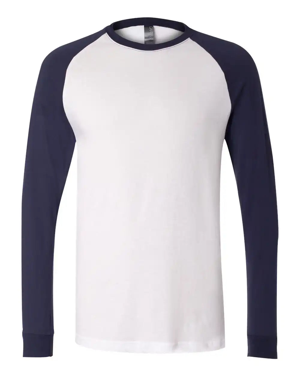 Bella + Canvas 3000 Long Sleeve Jersey Baseball Tee - White Navy