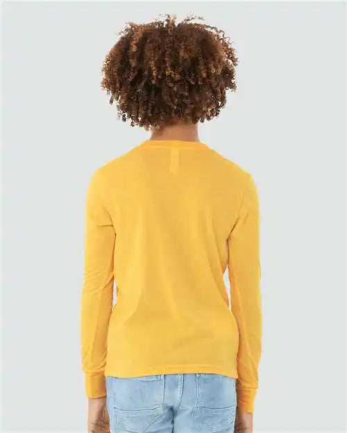 Bella + Canvas 3501ycvc Youth Heather Cvc Long Sleeve Tee - Yellow Gold