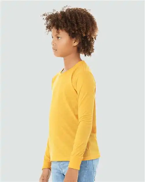 Bella + Canvas 3501ycvc Youth Heather Cvc Long Sleeve Tee - Yellow Gold