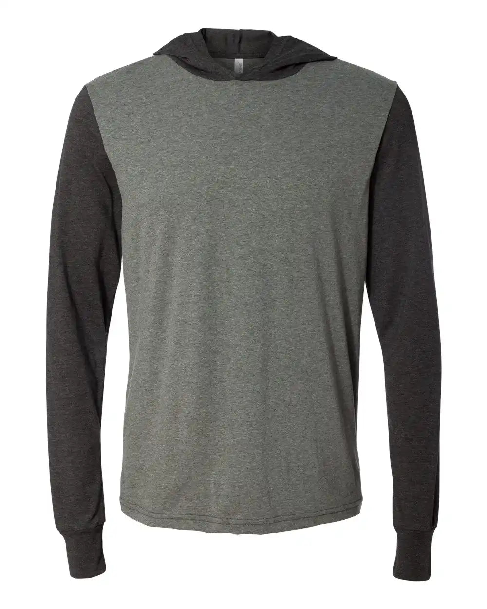 Bella + Canvas 3512 Jersey Hooded Long Sleeve Tee - Deep Heather Dark Grey - Heather/ / Xs