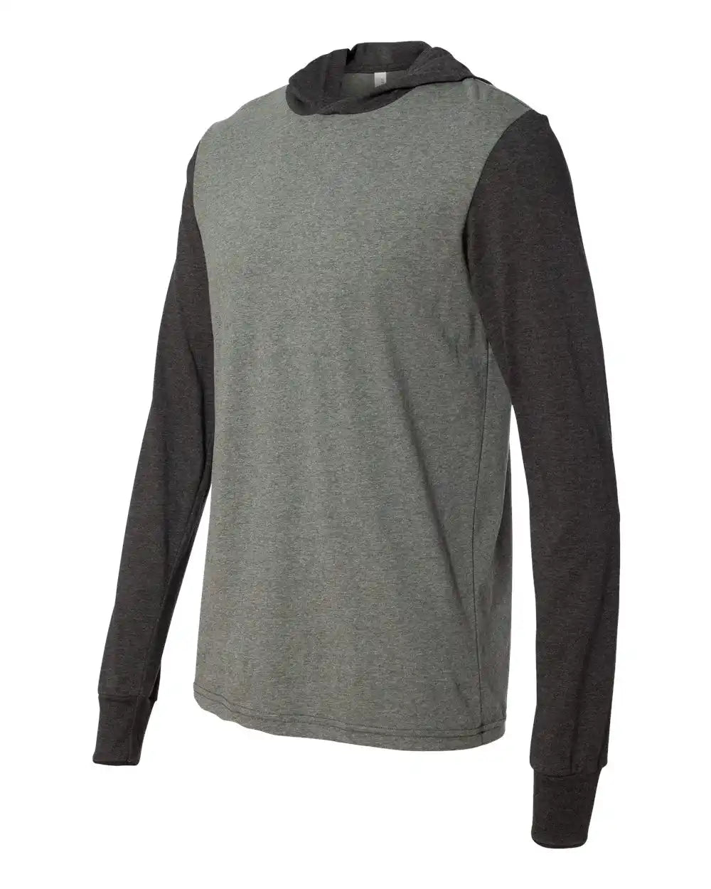 Bella + Canvas 3512 Jersey Hooded Long Sleeve Tee - Deep Heather Dark Grey - Heather/ / Xs